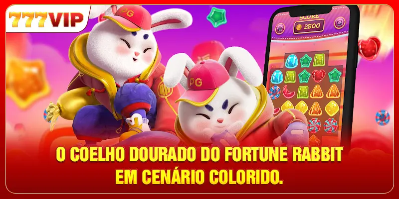 O coelho dourado do Fortune Rabbit em cenário colorido